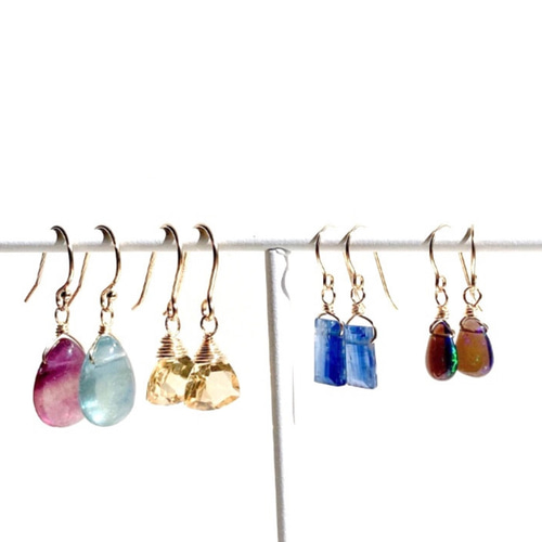 14kgf］オイスターコッパーターコイズドロップ一粒ピアス/イヤリング