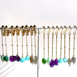 天然石プレーンアメジスト一粒チェーンピアス/イヤリング 8枚目の画像