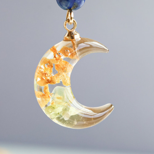 金木犀 秋の夜空に輝く月ネックレス （チェーン サージカルステンレス