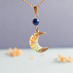 金木犀 秋の夜空に輝く月ネックレス （チェーン サージカルステンレス