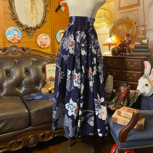 和洋折衷 浴衣 ロング スカート パッチワーク リメイク コラージュ