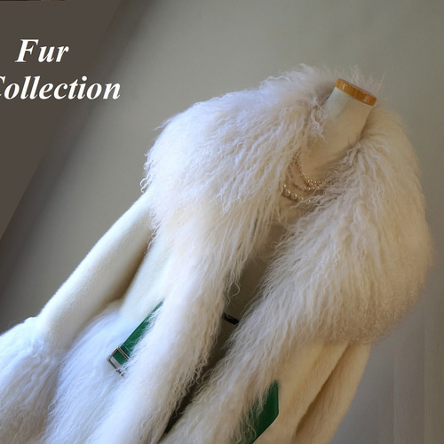 くるくるファーがかわいい☆柔らかな手触りのホワイトミンクコート白