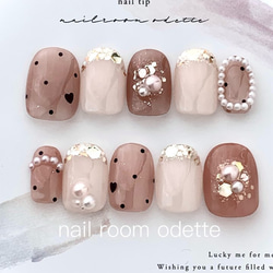 オーダーネイルチップ♡秋冬くすみブラウン茶フレンチガーリー量産型