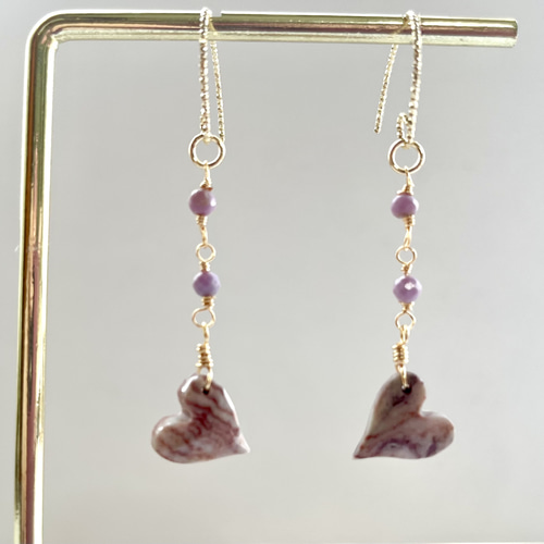 一点物フォスフォシデライト可愛いピンクのピアスチャーム 一点物フォスフォシデライト可愛いピンクのピアスチャーム