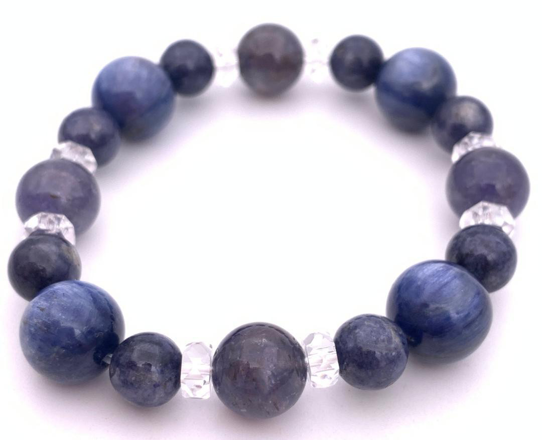 天然石カヤナイト＆サファイア&アイオライトのブレスレット