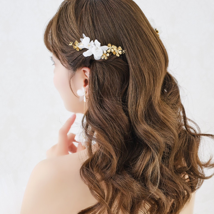 MA234 花　アレンジピン ヘアピン ウェディング　ブライダル　花嫁　ヘッドアクセサリー　結婚式