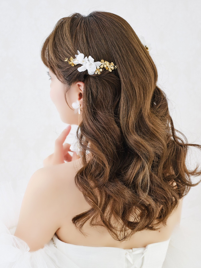 MA234 花　アレンジピン ヘアピン ウェディング　ブライダル　花嫁　ヘッドアクセサリー　結婚式