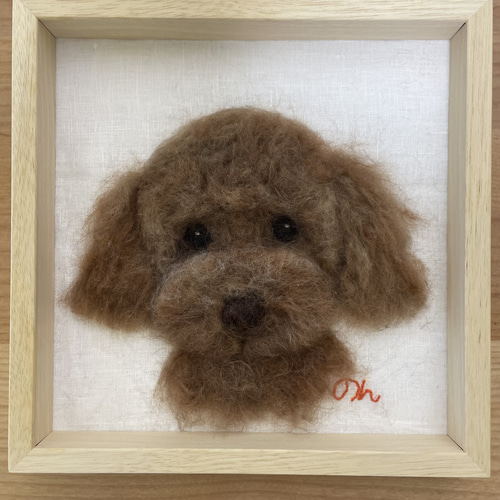 羊毛フェルト 犬ポートレート うちの子オーダーメイド肖像画 25cm×25cm 
