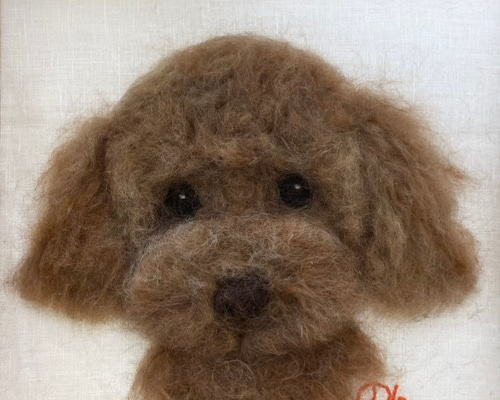 羊毛フェルト 犬ポートレート うちの子オーダーメイド肖像画 25cm×25cm