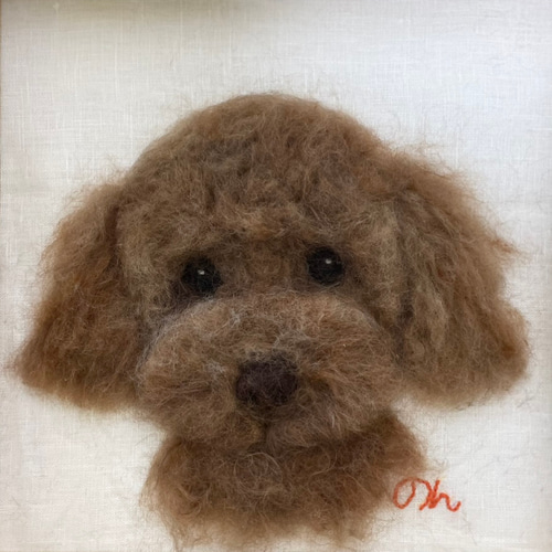 羊毛フェルト 犬ポートレート うちの子オーダーメイド肖像画 25cm×25cm
