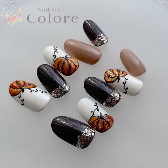 ぷっくりかぼちゃの大人ハロウィンネイル ネイルチップ（つけ爪） nail