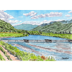 水彩アート「春の交差点」手描き、1点物、真筆。 79cbe8d5b27e58fbc1f5c7009a49e5