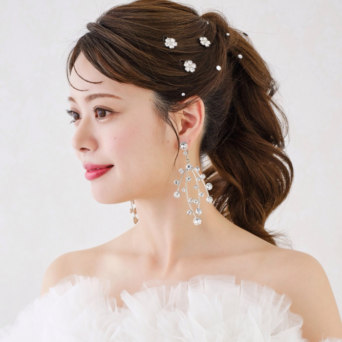MA248 花　アレンジピン ヘアピン ウェディング　ブライダル　花嫁　ヘッドアクセサリー　結婚式