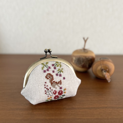 がま口 ソーイングセット ニードルブック 刺繍 冬の窓辺 青 がま口