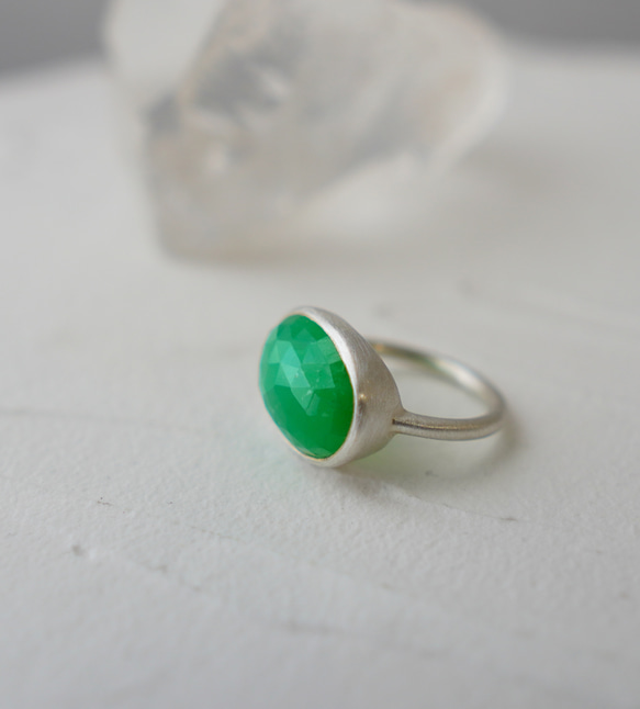 ★【スーパーセール】カルセドニー(クリソプレーズ)　シルバーリング　11号【30%オフ】 5枚目の画像