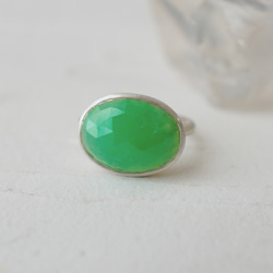 ★【スーパーセール】カルセドニー(クリソプレーズ)　シルバーリング　11号【30%オフ】 4枚目の画像