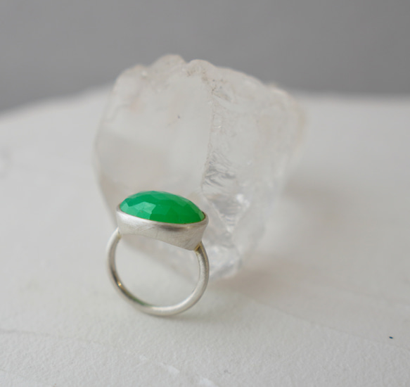 ★【スーパーセール】カルセドニー(クリソプレーズ)　シルバーリング　11号【30%オフ】 7枚目の画像