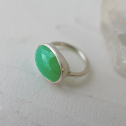 ★【スーパーセール】カルセドニー(クリソプレーズ)　シルバーリング　11号【30%オフ】 3枚目の画像