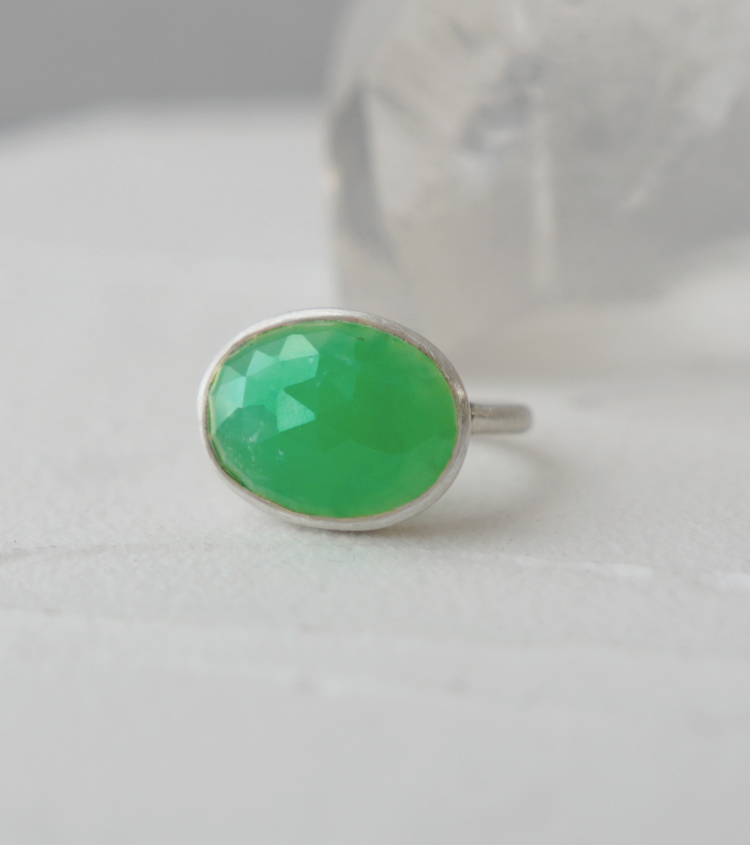 ★【スーパーセール】カルセドニー(クリソプレーズ)　シルバーリング　11号【30%オフ】