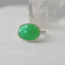 ★【スーパーセール】カルセドニー(クリソプレーズ)　シルバーリング　11号【30%オフ】 1枚目の画像