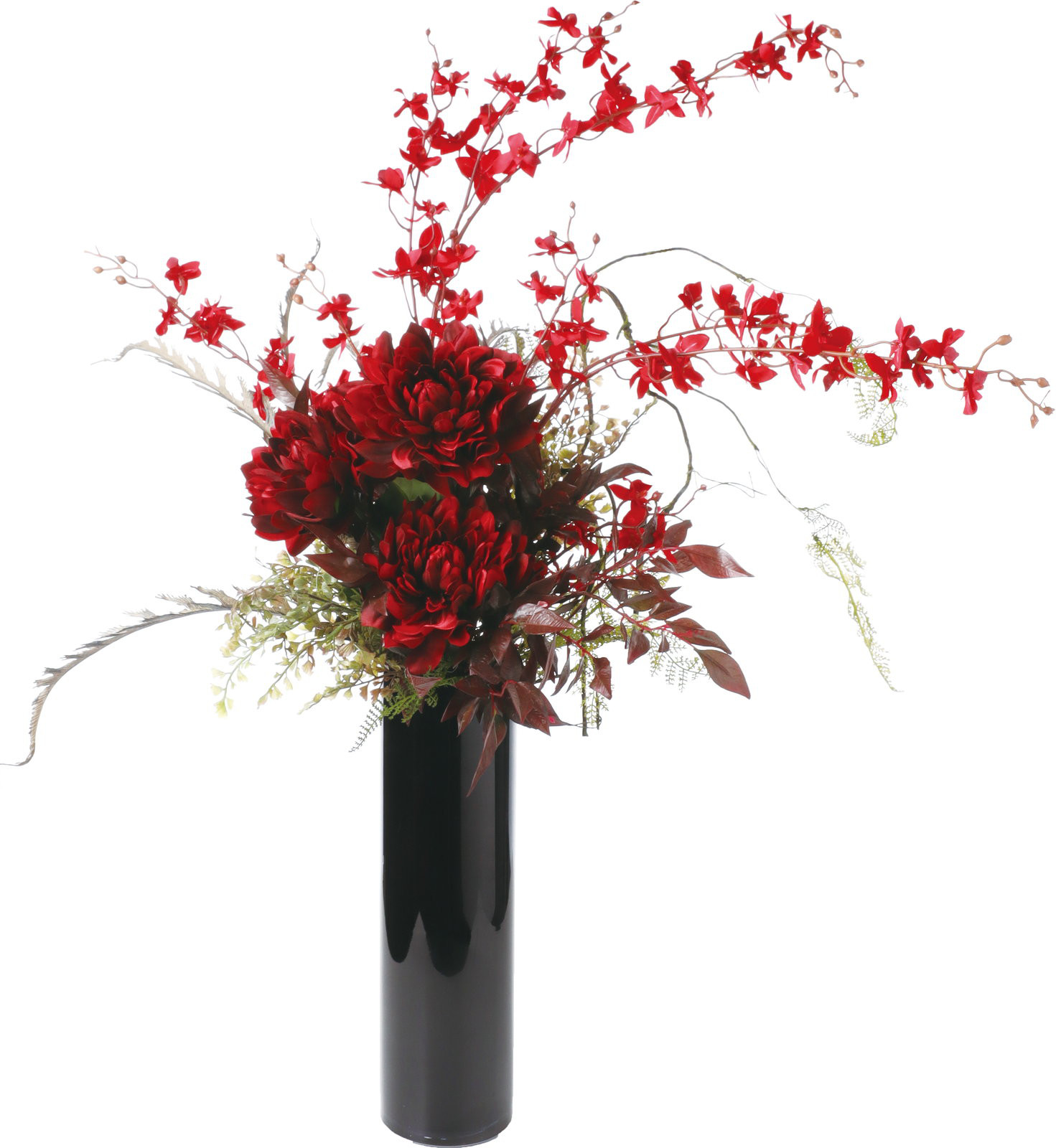 送料無料＊祝い札サービス＊開店祝い＊結婚式＊誕生日＊アーティフィシャルフラワー造花＊深紅のダリアのラグジュアリーアレンジ