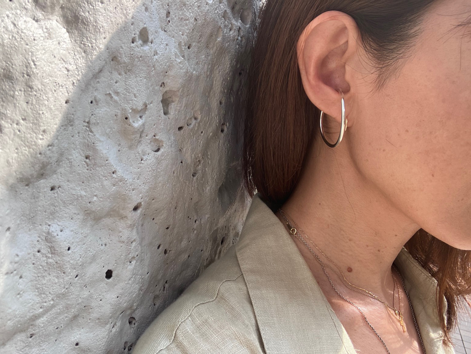 2Wayになる・シルバーイヤーカフ　内巻き・外巻き　大きめフープ