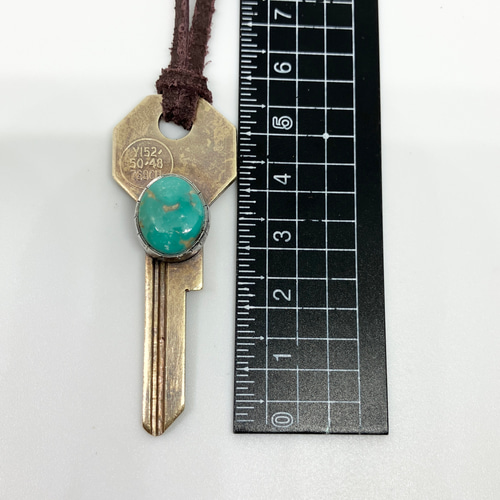 真鍮 ヴィンテージキー アメリカ産 ターコイズ トルコ石 ネックレス