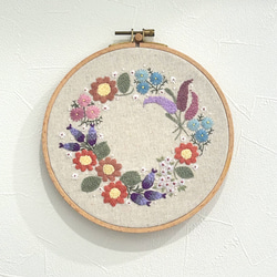 受注製作】花束刺繍プレート壁掛け フォトフレーム・写真立て
