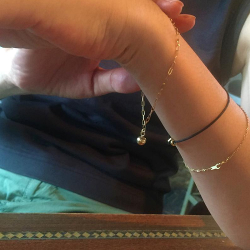 K18ゴールドボール・チャーム・ボックスチェーンブレスレット