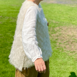 長い毛足のベスト　ジレ　秋冬春　もふもふ【受注製作】【送料無料】 13枚目の画像