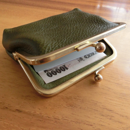 真鍮製がま口のヌメ革財布（抹茶） がま口 Niger（ニゲル） 通販