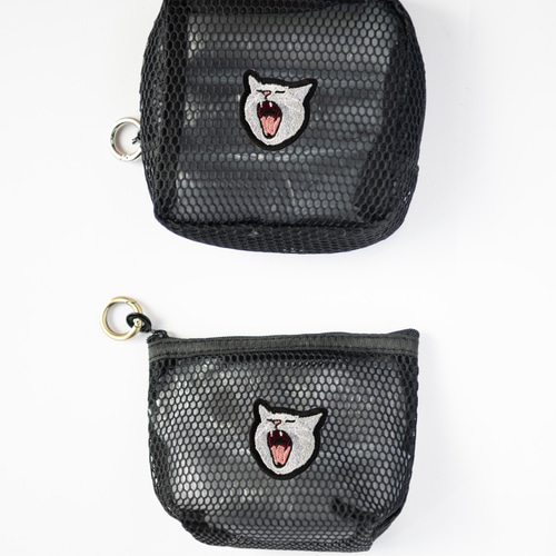 猫ちゃんたちの刺繍メッシュポーチ〈ハイ猫〉2個セット／つばめ