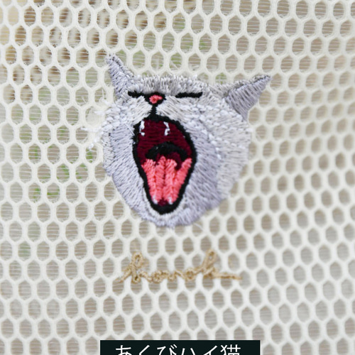 メッシュポーチ 刺繍 猫ちゃんたち 巾着バッグ honok 通販