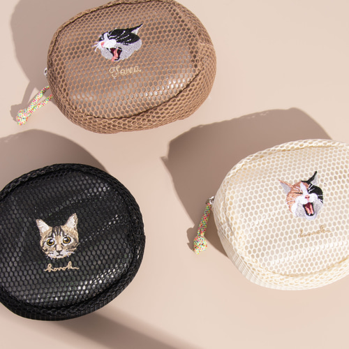 メッシュポーチ 刺繍 猫ちゃんたち 巾着バッグ honok 通販 メッシュポーチ 刺繍 猫ちゃんたち 巾着バッグ honok 通販