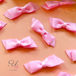 818【パーツ/16ヶ】サテンミニリボン/ピンク デコパーツ ＋Ucraft
