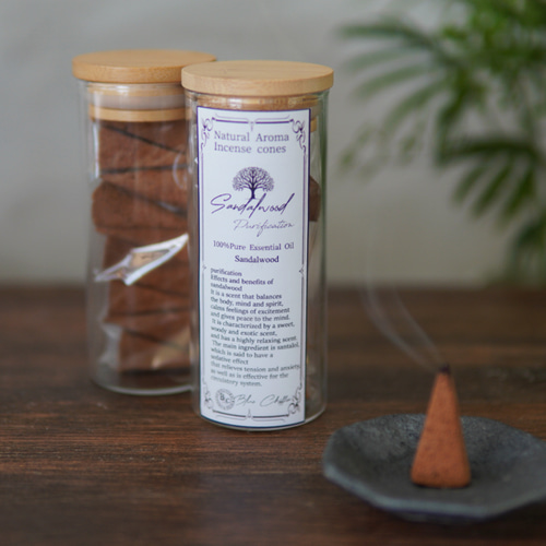 サンダルウッド（白檀）天然素材100% 浄化、瞑想のお香 キャンドル