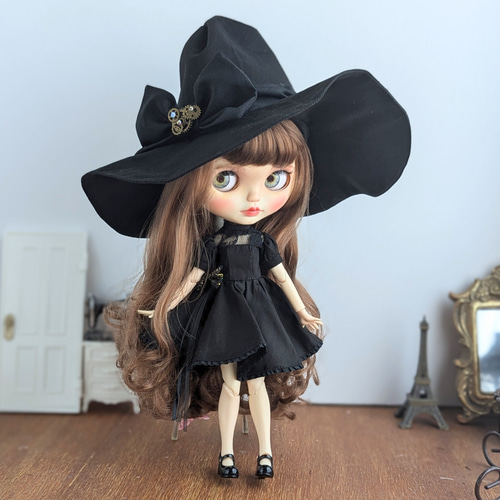 1227リボンと歯車のとんがり魔女の黒帽子 ※ブライスアウトフィット