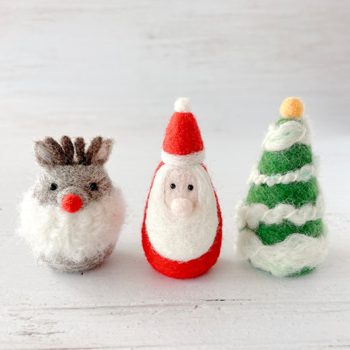Christmas　羊毛フェルト　3種 動物さんのオーナメント3個セット☆羊毛フェルト | iichi 日々