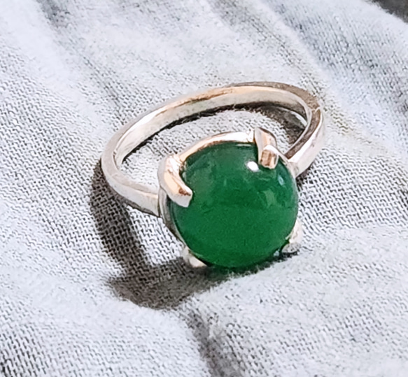 グリーンオニキス カボションリング 大粒 12mm シルバー950 受注製作