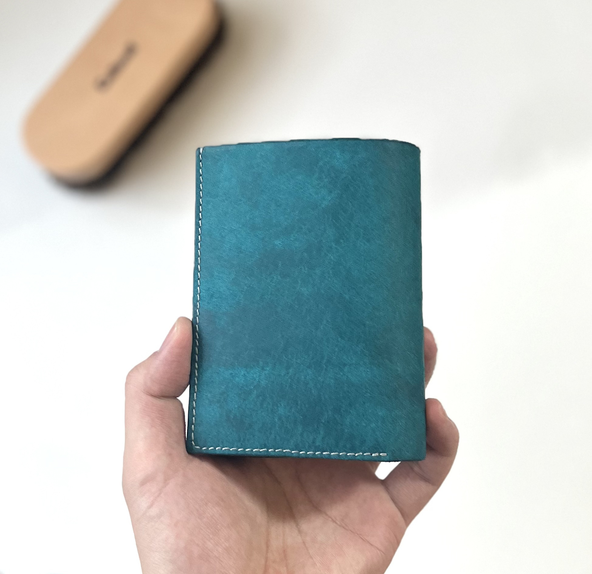マネークリップ財布【ターコイズ】手縫い仕立て　マルゴー　イタリアンレザー マネークリップ財布【ターコイズ】手縫い仕立て マルゴー