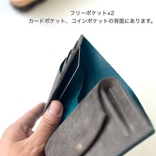【上品】 ミドルウォレット【ターコイズ（内装：グレー）】二つ折り財布 財布・ケース・小物入れ