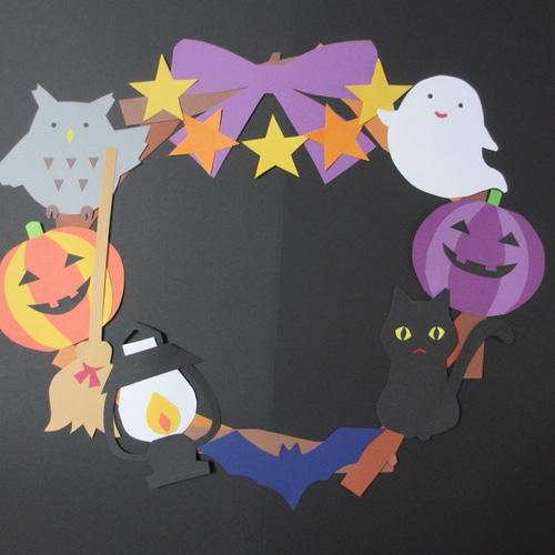 リースキット〈ハロウィン〉〈秋の壁面〉 画用紙 壁面飾り