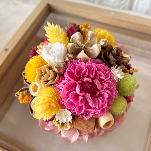 木の実の満月フレーム / プリザーブドフラワー ドライフラワー ガラス