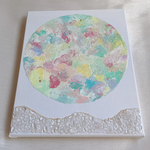 クリスタルユニコーンと光の天使 ハンドメイドパステル画 絵画