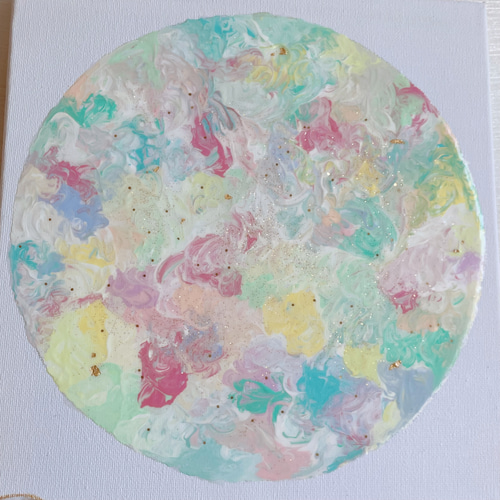優しい光と波✴︎絵画 アクリル画 天然石 パネル アート 作品
