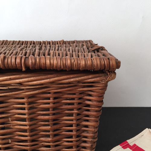 アンティーク バスケット 英国 イギリス 籐 製 蓋付き