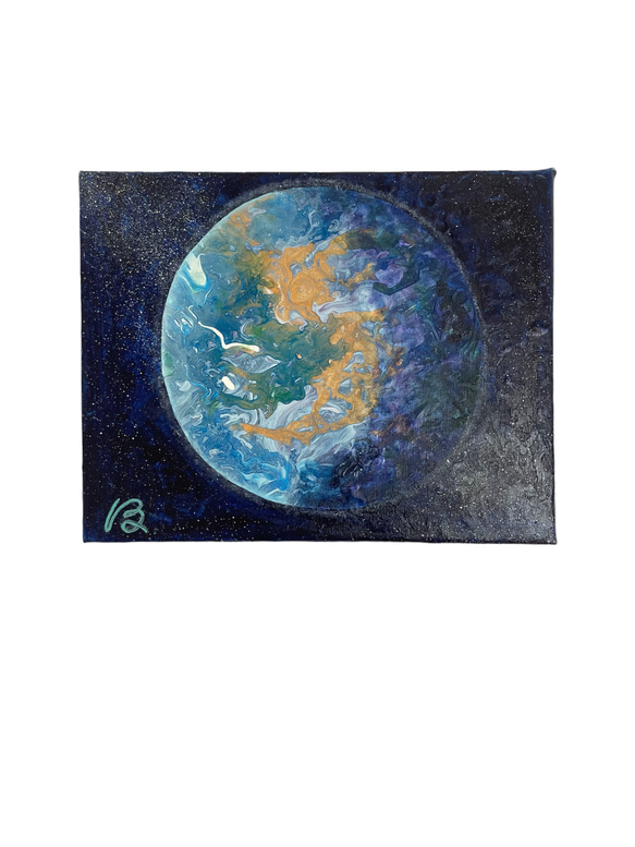 油彩画　「　ポピー　」　原画　3Dキャンパス 原画】OUR EARTH 30cm×23.5cm 絵画 キャンバス 地球 絵画 BIE