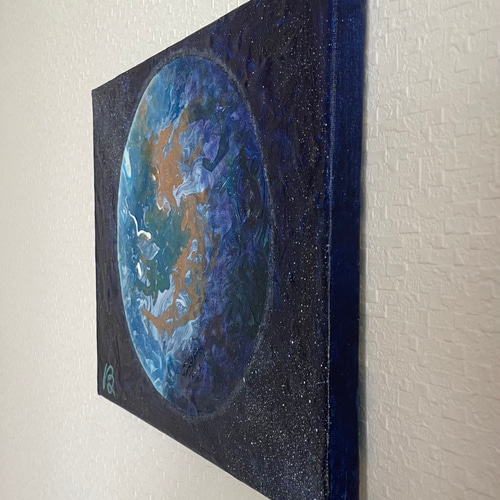 原画】OUR EARTH 30cm×23.5cm 絵画 キャンバス 地球 絵画 BIE