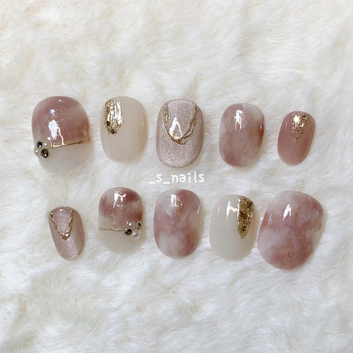 シアーブラウン ニュアンスネイル ＊ネイルチップ ネイルチップ（つけ