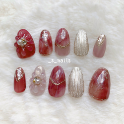 ボルドーニュアンスネイル ＊ネイルチップ ネイルチップ（つけ爪